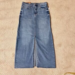 Maxi Denim Skirt with 4 pocket styling and split front.